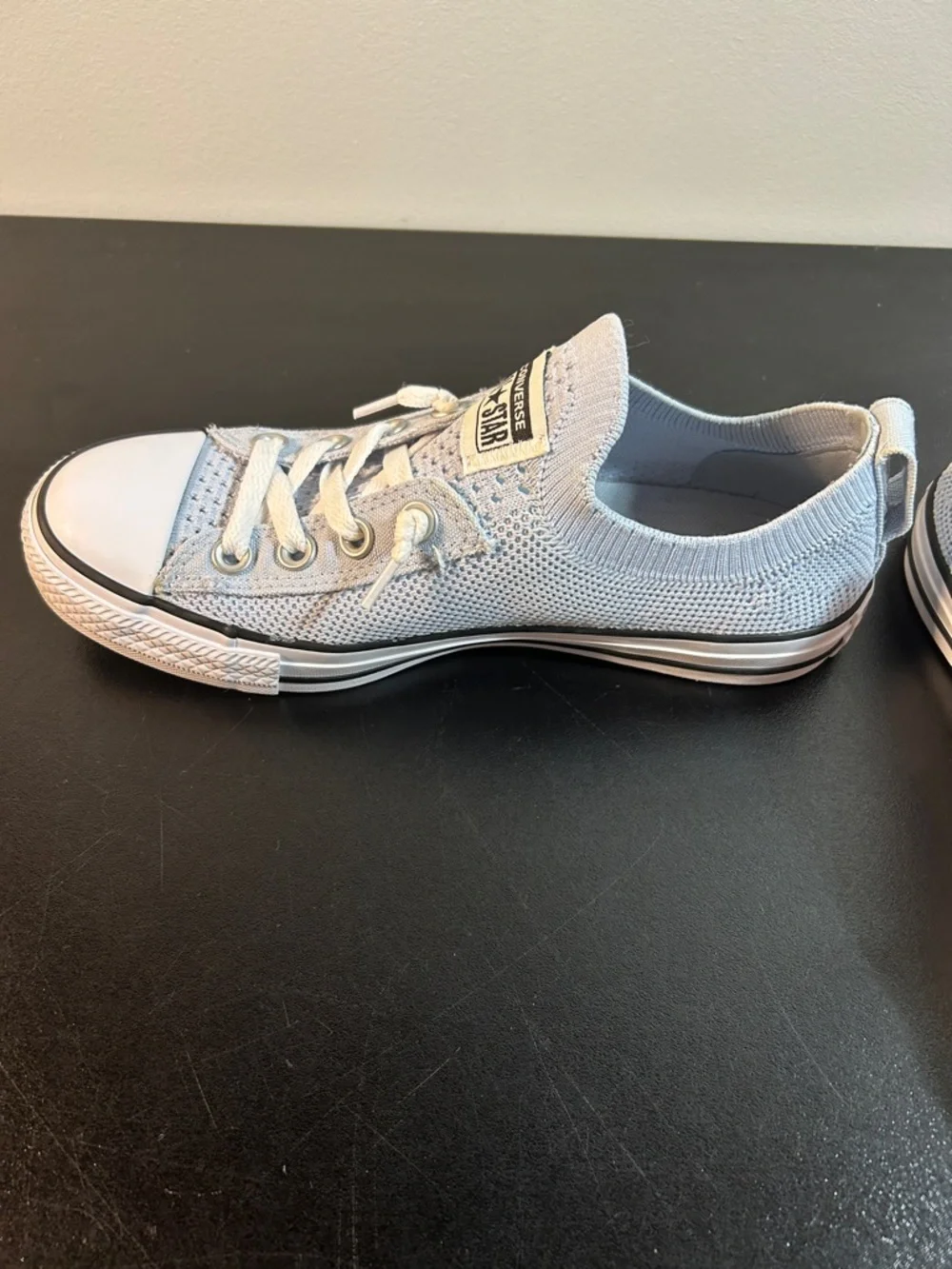 Converse Women’s All Star Slip-On Sneakers - Light Blue Knit - Picture 2 of 7